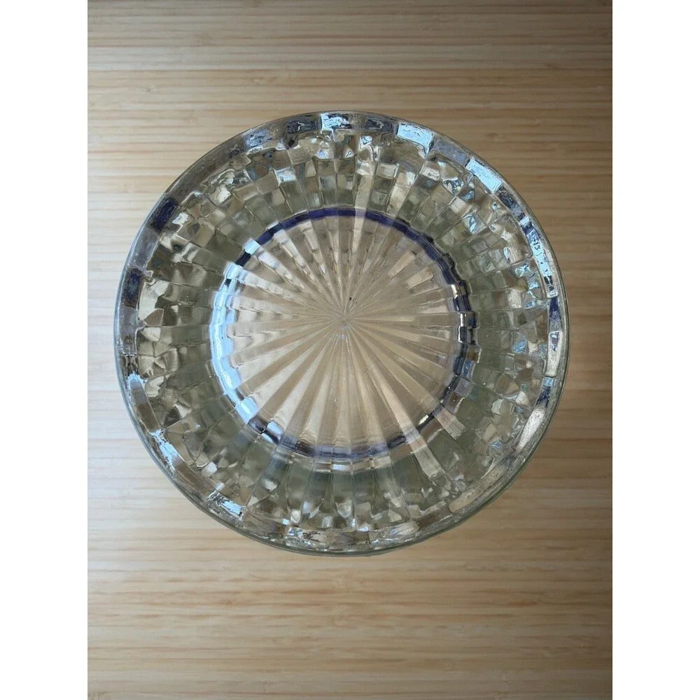 Vintage Clear Pressed Glass Vase Honeycomb Pattern Sawtooth Rim‎ 9.75